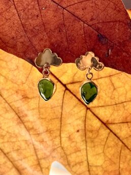 Boucles d'oreilles Nuage & Goutte Vert Émeraude