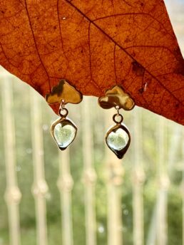 Boucles d'oreilles Nuage & Goutte Vert Céladon